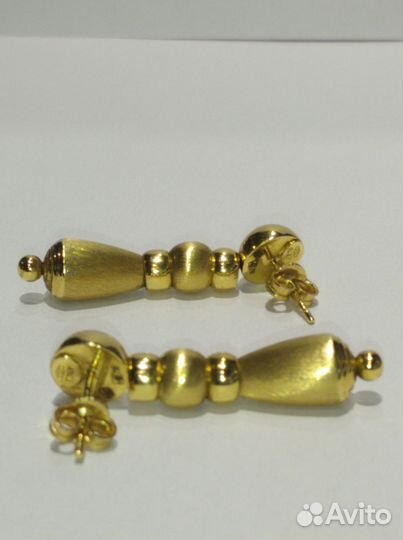 Серьги в лимонном золоте 750 probe