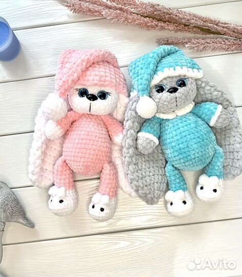 Мягкие плюшевые игрушки зайцы ручной работы