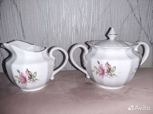 Сахарница и молочник Вербилки косный фарфор