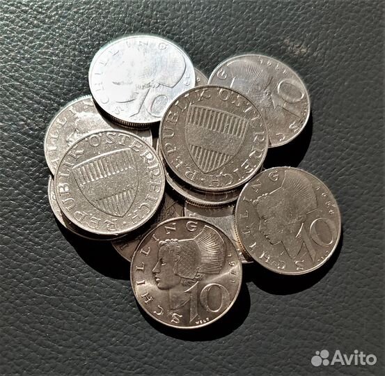 Австрия 10 шиллингов 1957-71 г.г. / серебро 12 шт