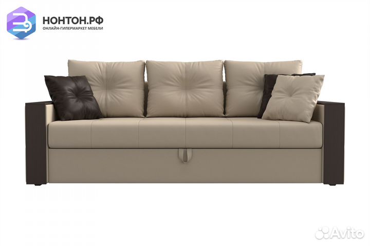 Диван еврокнижка Валенсия экокожа бежевая