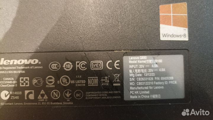 Ноутбук lenovo g580