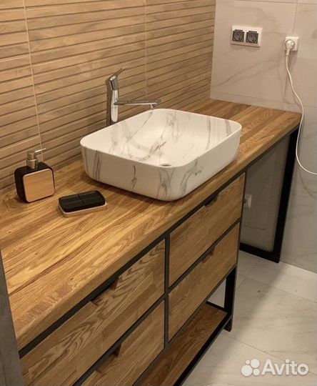 Тумба для ванной из натурального дерева