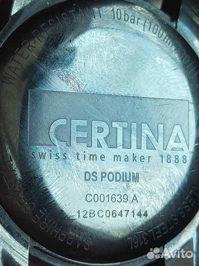 Продам швейцарские часы certina DS podium