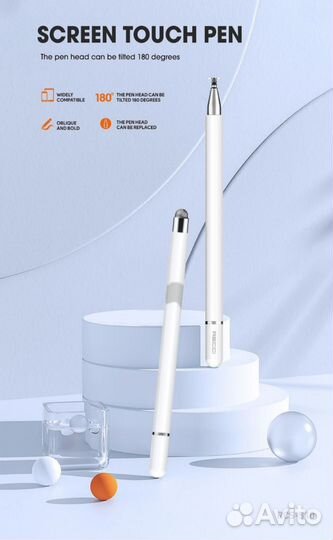 Стилус универсальный 2 в 1 Recci RCS-S10 белый