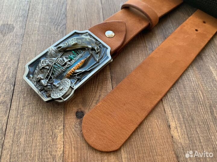 Ремень из натуральной кожи в рыболовном стиле