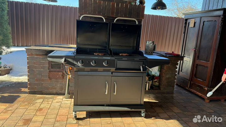Газовый гриль+уголный гриль+боковая грелка