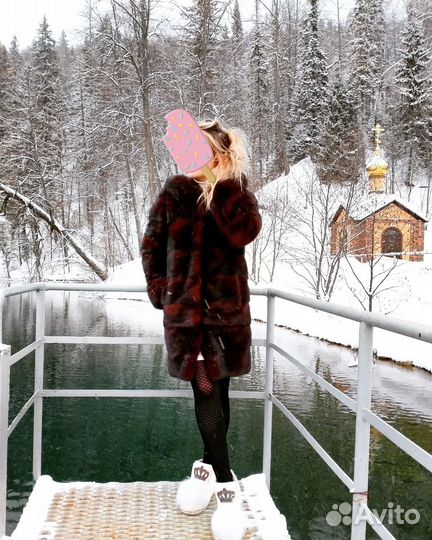 Шуба норковая с капюшоном 40 42р