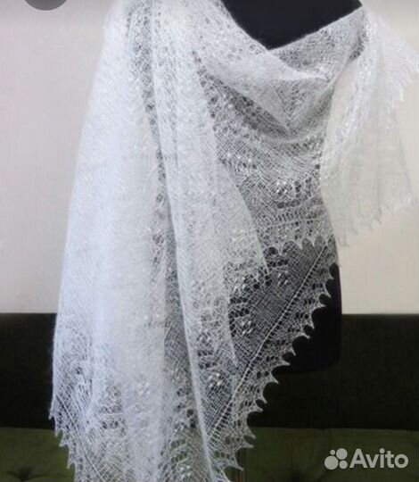 Паутинка пуховая, ажурная, козий пух, платок