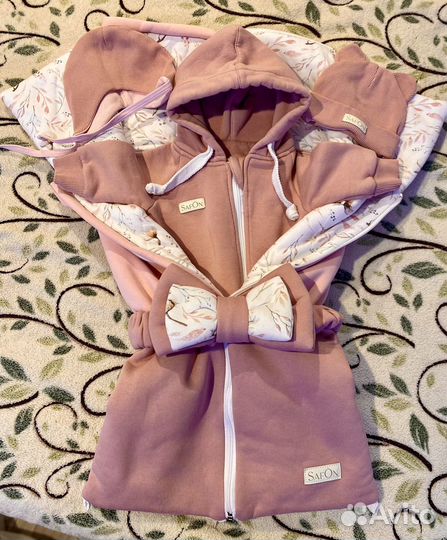 Конверт на выписку летний + комбинезон и шапочки