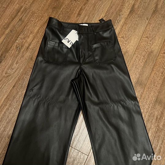 Брюки кожаные zara