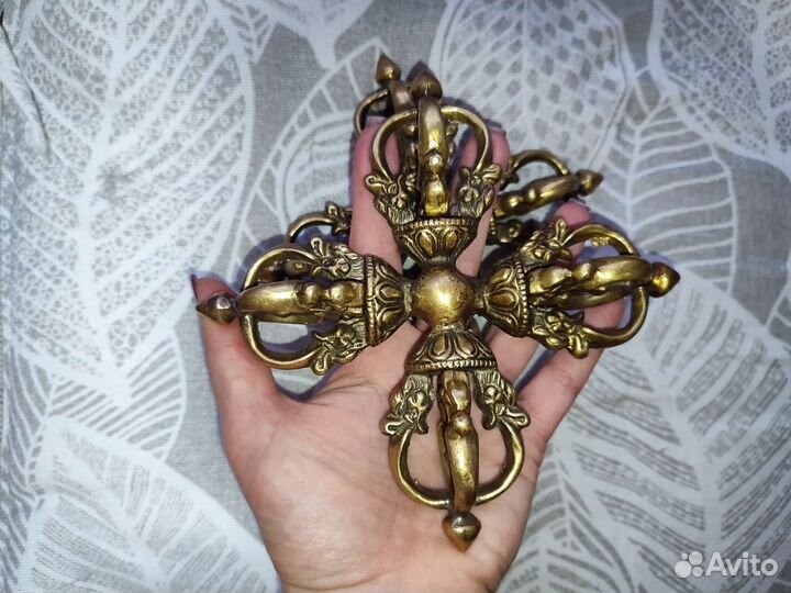 Двойная пятиконечная ваджра, 16 см, Непал