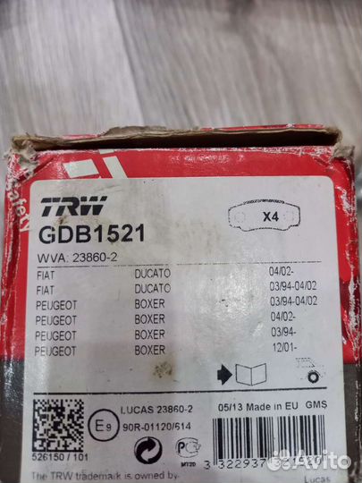 Тормозные колодки fiat Ducato