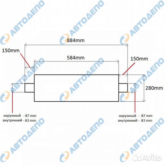Бочка глушителя hino, isuzu, mitsubishi, nissan, m