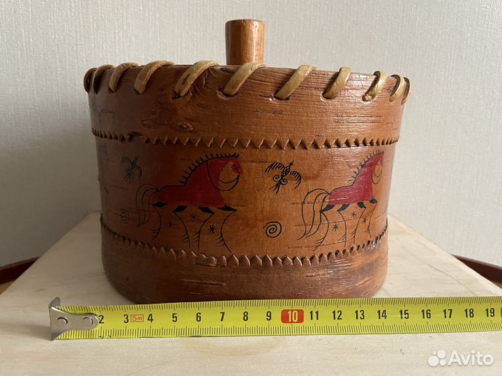 Берестяной туес подлинная мезенская роспись