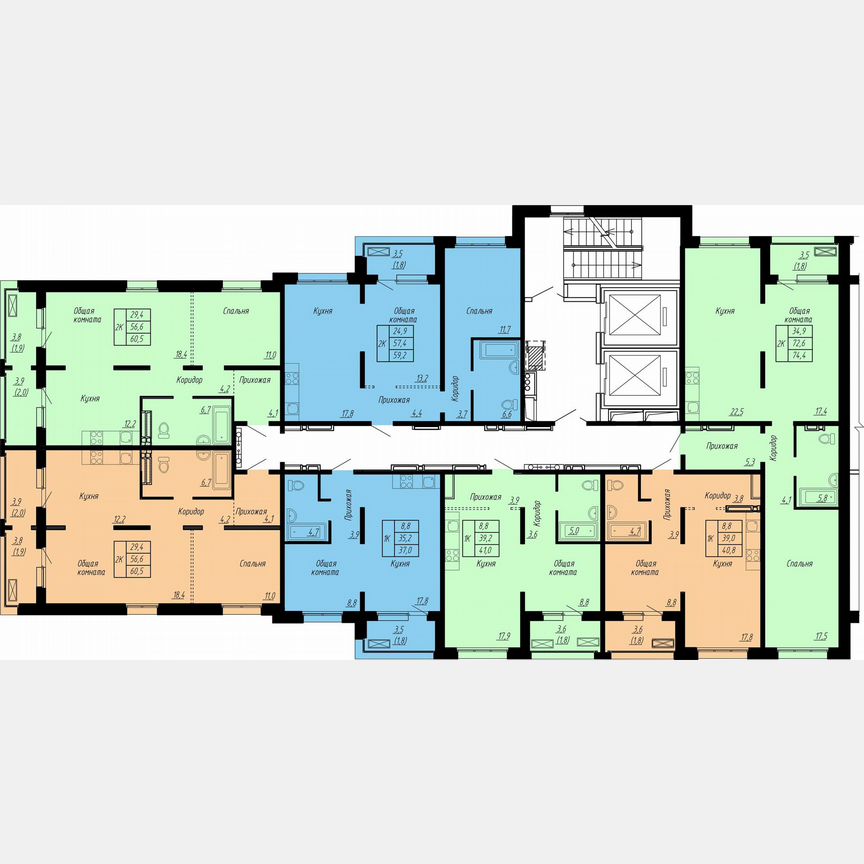 2-к. квартира, 60,5 м², 17/17 эт.