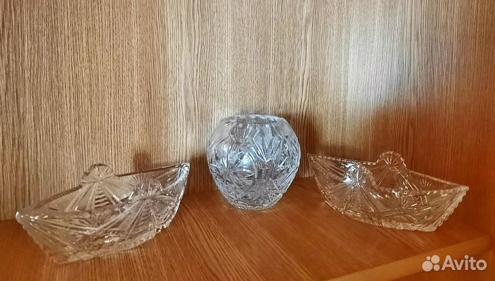 Хрустальная ваза ладья конфетница Г.-Хрустальный