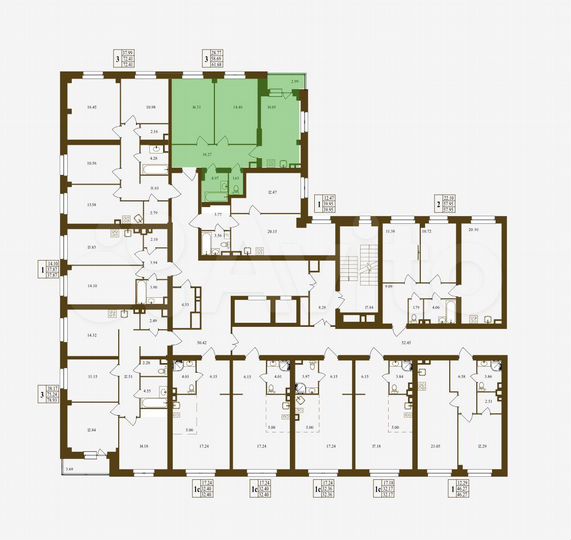 2-к. квартира, 61,7 м², 2/16 эт.