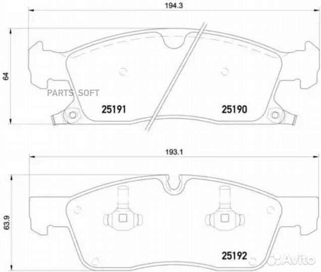 Brembo P37017 Колодки тормозные, комплект передний