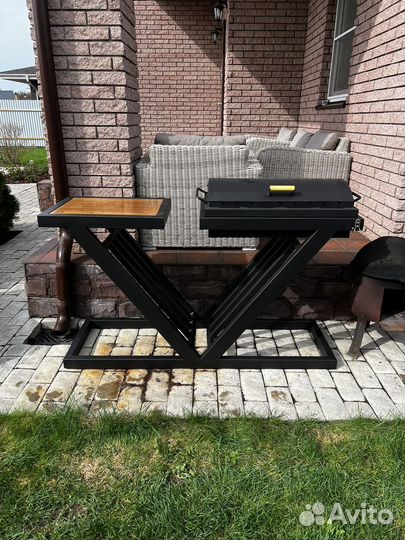 Мангал лофт с крышкой барбекю