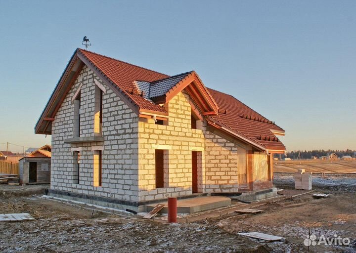 Бригада строителей, дома, кровля, фасад, фундамент