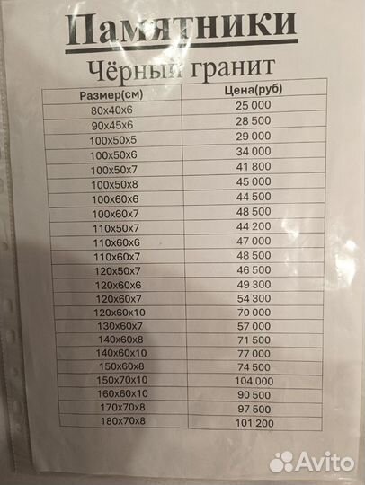 Памятник чёрный гранит