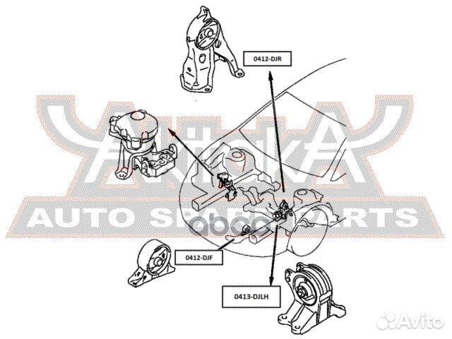Подушка двигателя зад прав/лев 0412DJR asva