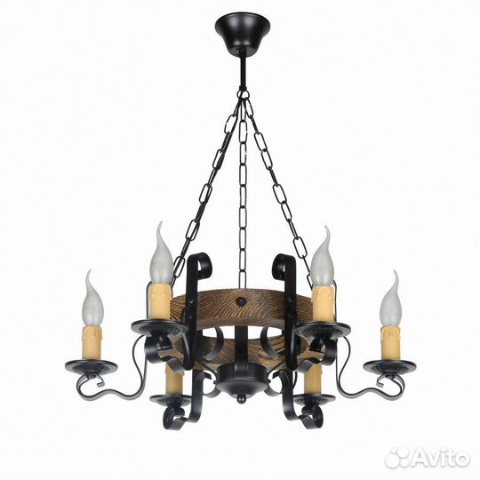 Люстра деревянная колесо