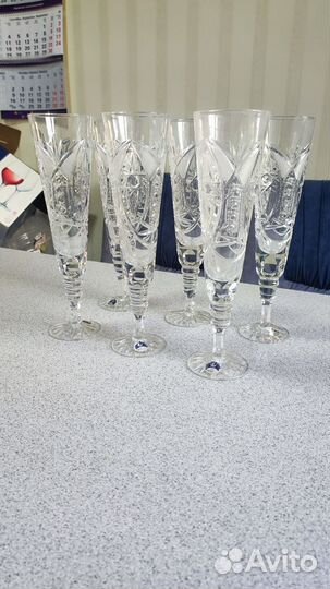 Хрустальные фужеры для шампанского 24 см