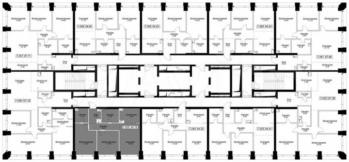 2-к. квартира, 64,9 м², 19/55 эт.