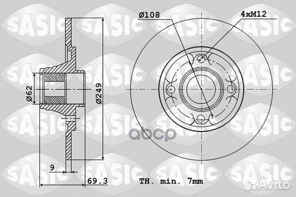 Диск торм.зад. citroen/peugeot 6100004 Sasic