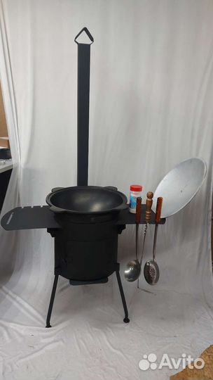 Казан 12 литров + печь 3мм с полками