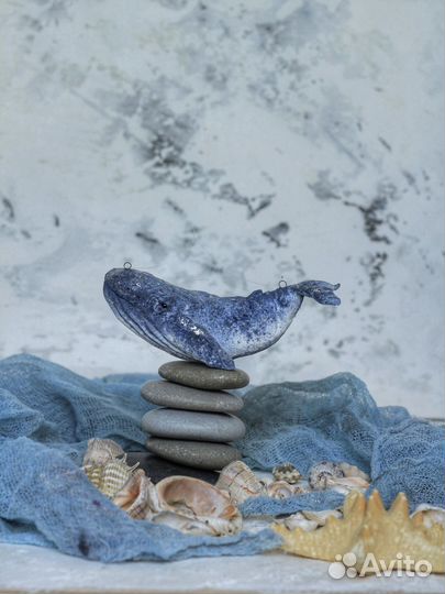 Ватная ёлочная игрушка Кит