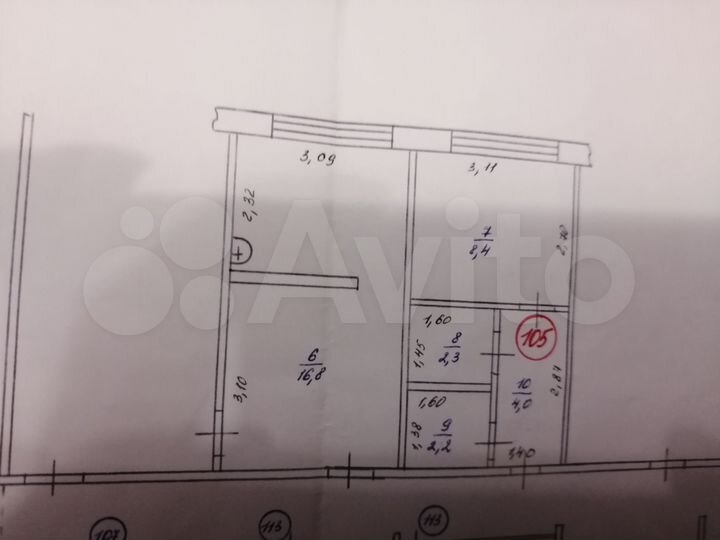 Комната 23,1 м² в 1-к., 1/5 эт.