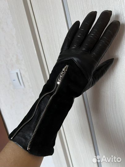 Перчатки кожа-замша