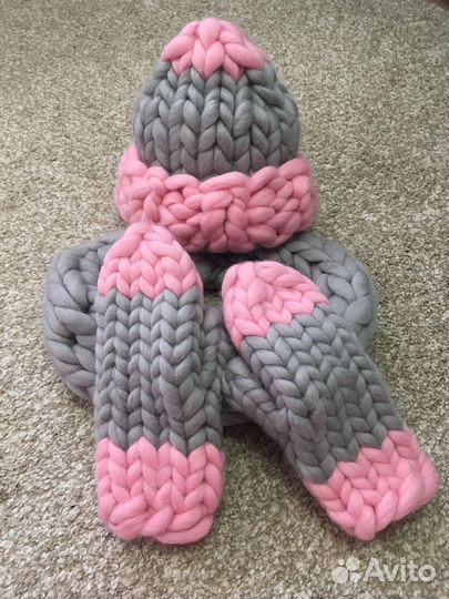 Комплект Шапка/снуд/варежки Мериносовая шерсть