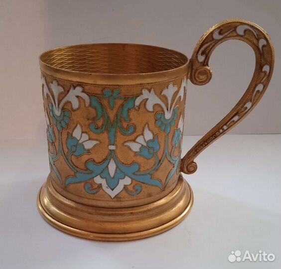 Подстаканник латунь, эмаль 