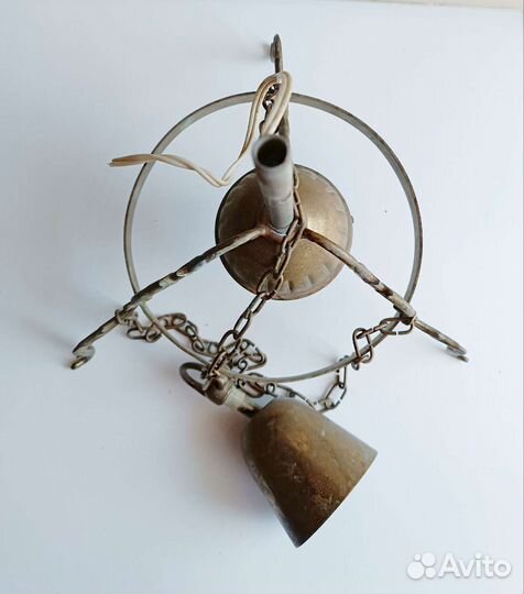 Люстра бронза, лампа с абажуром, винтаж СССР