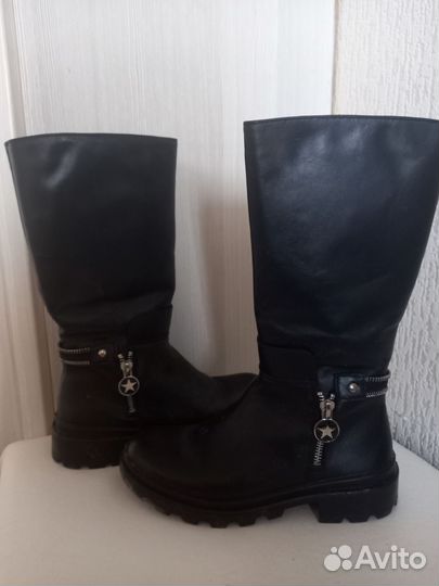 Сапоги зимние нат кожа и мех 34