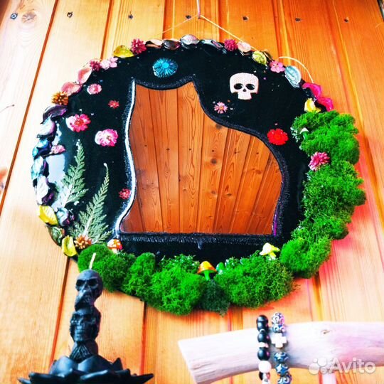 Зеркальное панно в виде кота