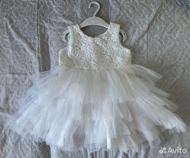 Платье пышное белое для девочки 80-86 размер