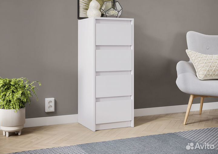 Комод белый узкий высокий