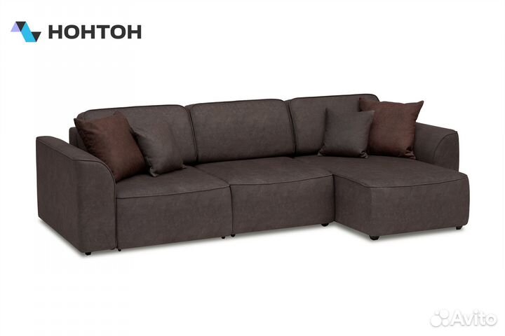 Диван угловой еврокнижка Имир SE серо-коричневый