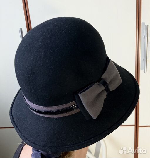 Шляпка женская (Италия) 100 шерсть чёрная