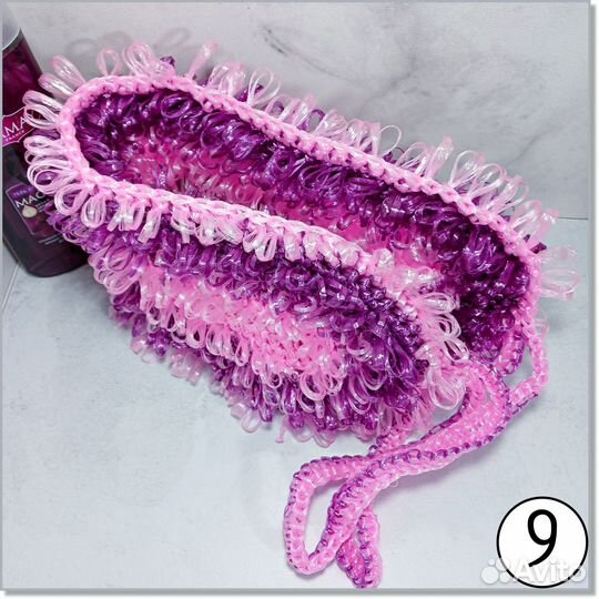 Мочалка ручной работы длинная с ручками