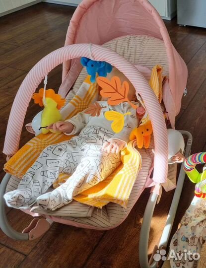 Шезлонг детский и ходунки пакетом детский babyton