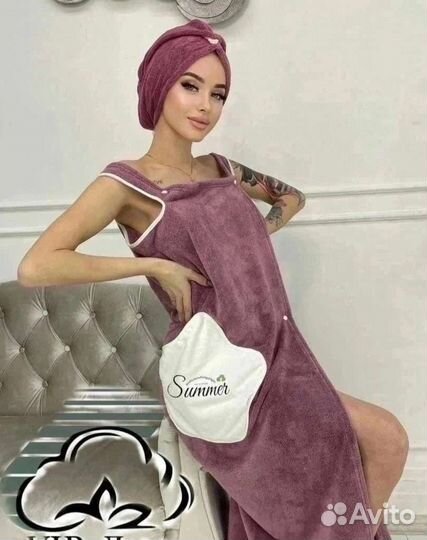 Полотенца махровый с чалмой комплект баня сауна