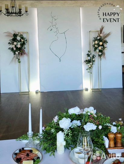 Свадебное оформление зала, президиума, стола