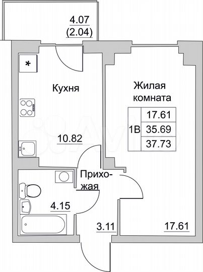 1-к. квартира, 37,7 м², 7/10 эт.