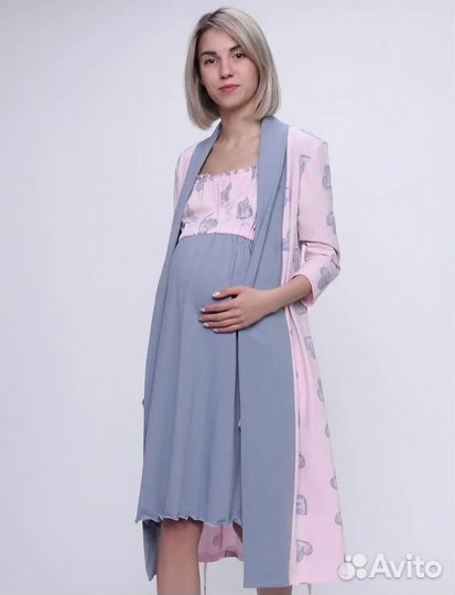 Комплект женский халат и сорочка для беременной